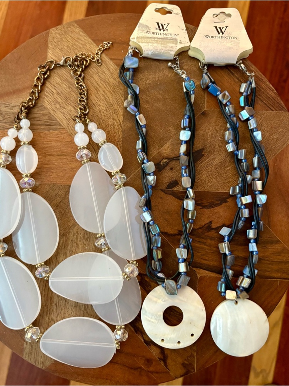 Lot of Worthington White and Iridescent Multi-Strand Pendant Necklaces NWT (2)